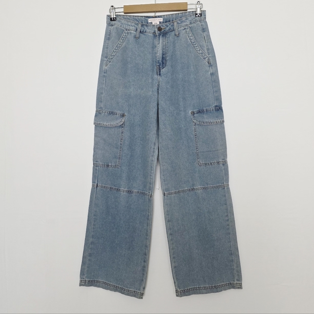 Sincerely Jules High Rise Wide Leg Cargo Blue Lightweight Women's Jeans Size 9